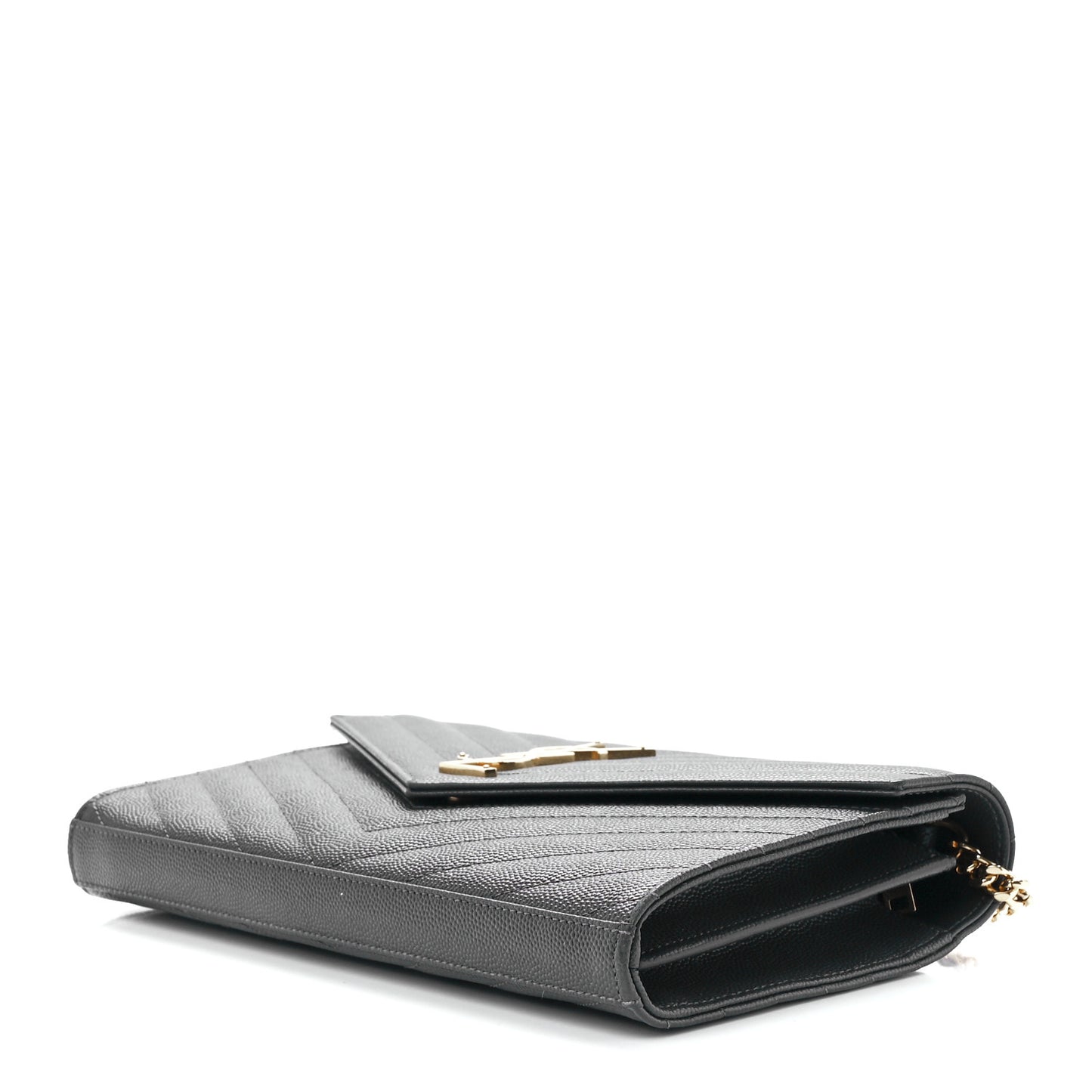 Grain De Poudre Matelasse Chevron Monogram Chain Wallet Oyster Grey