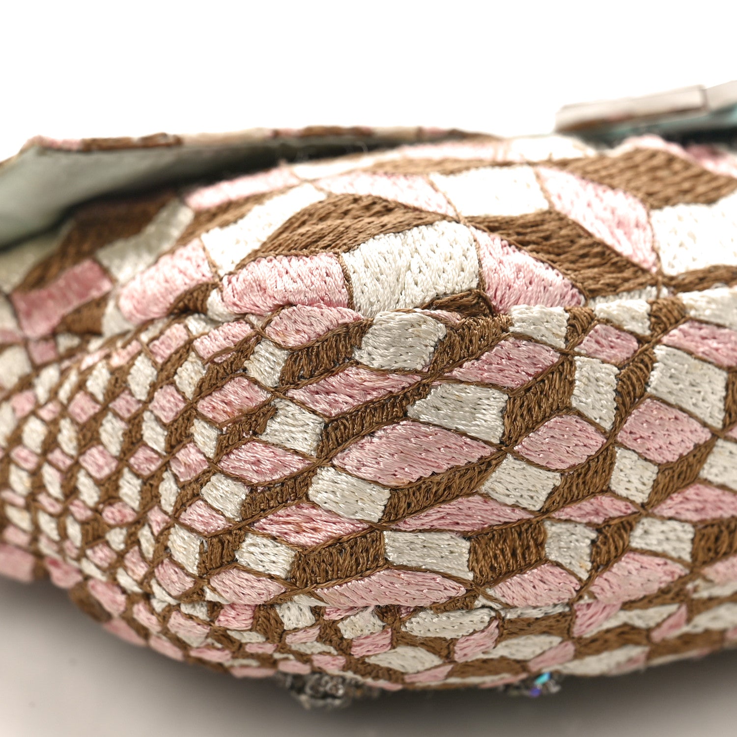 Fendi Fabric Lizard Crystal Embroidered Baguette Celeste 7 of 16
