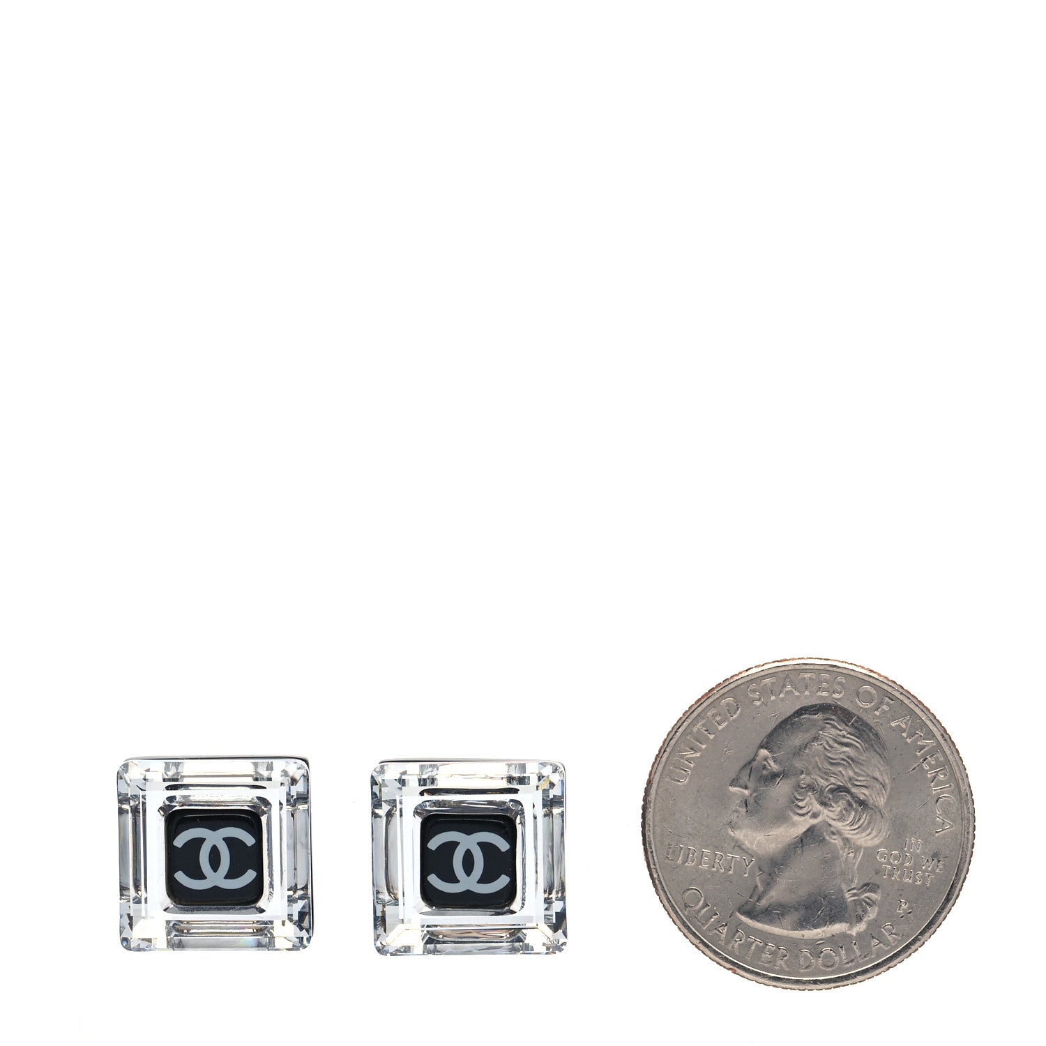 Chanel Crystal CC Square Charm Earrings Black 2 of 4