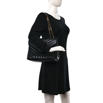 Saint Laurent Calfskin Y Quilted Monogram Medium Loulou Chain Satchel Black 2 of 9