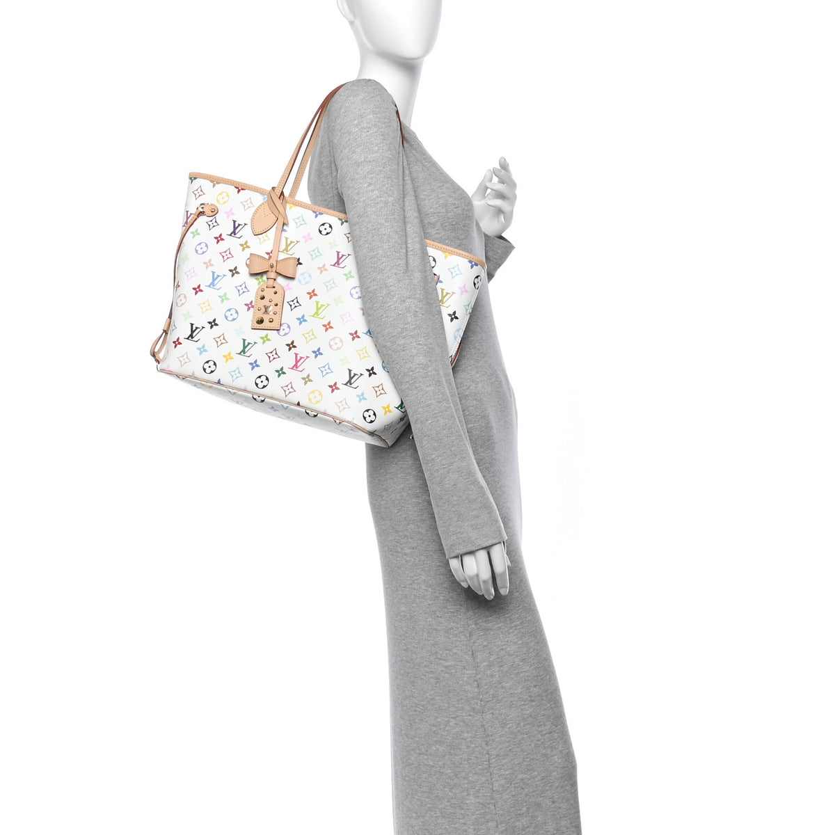 LV X TM Monogram Multicolor Neverfull MM White