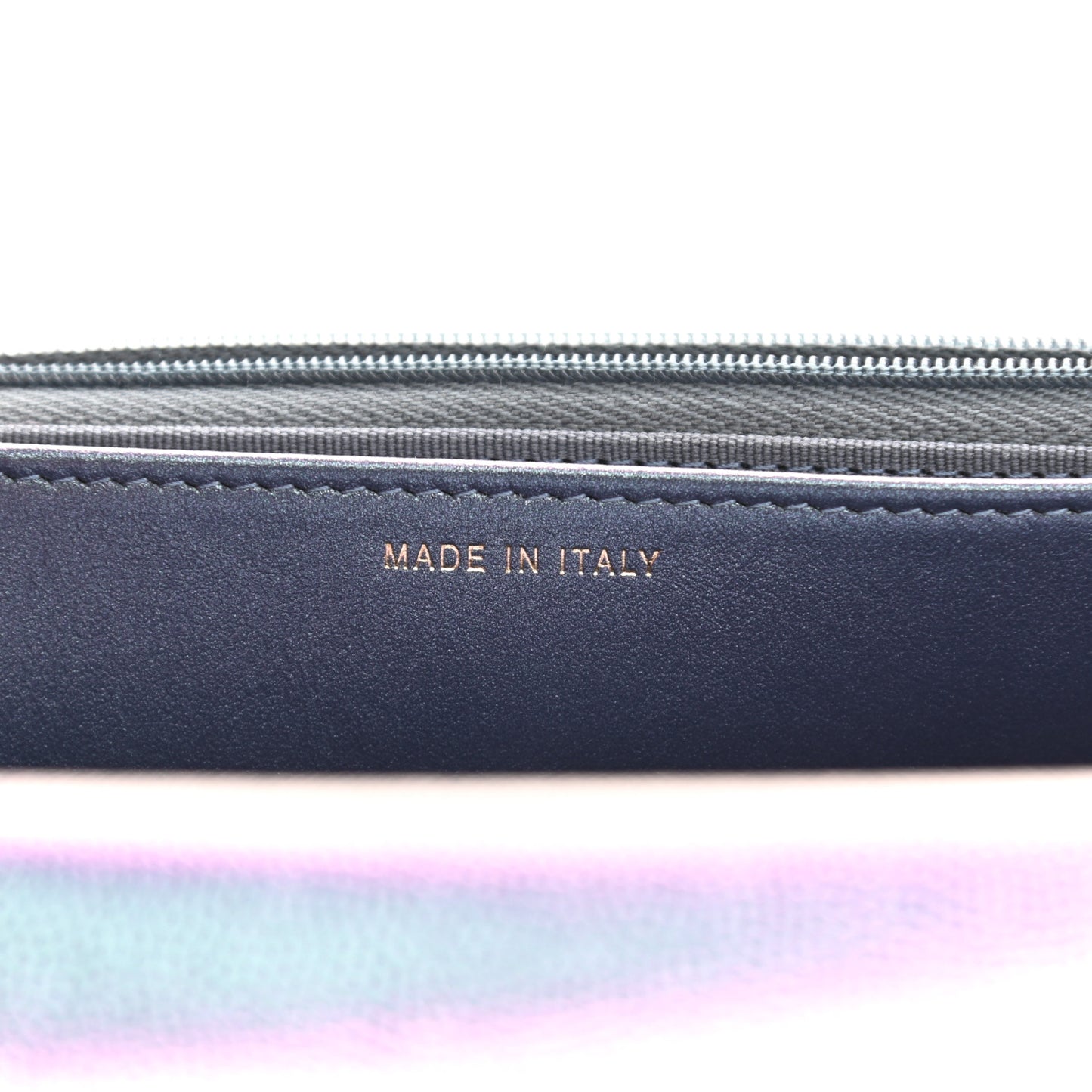 Iridescent Caviar Quilted Wallet On Chain WOC Dark Blue