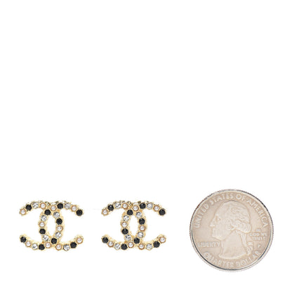 Chanel Resin Pearl Crystal CC Earrings Gold Black 2 of 5