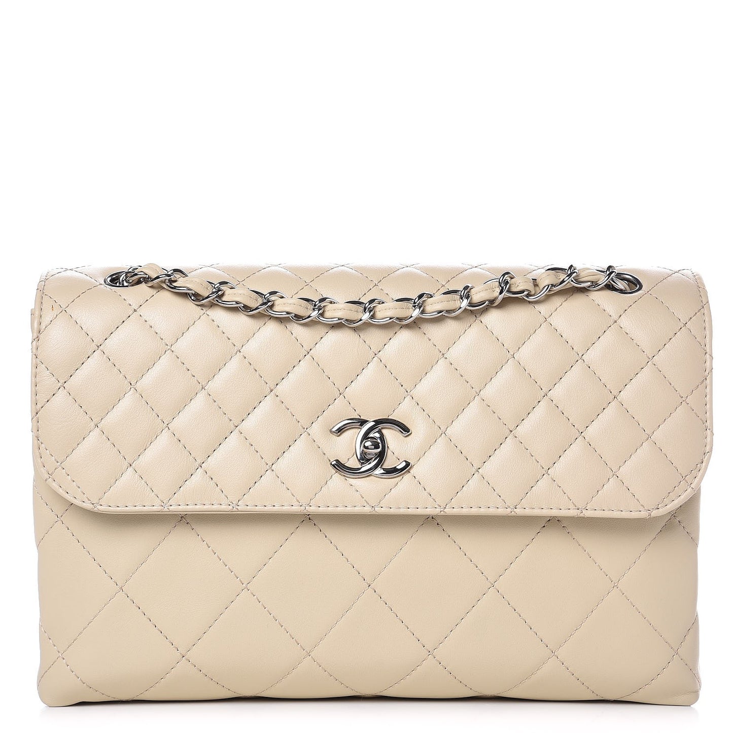 Calfskin Quilted In the Business Flap Bag Beige Clair
