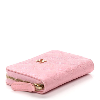Chanel Iridescent Caviar Quilted Zip Coin Purse Pink 4 of 10