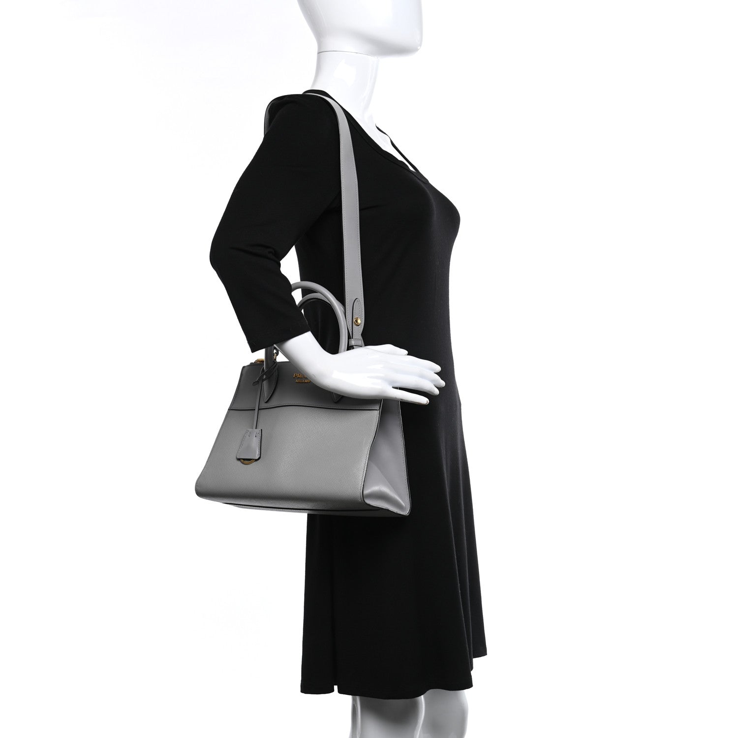 Prada Saffiano City Calfskin Small Paradigme Bag Nube 2 of 9