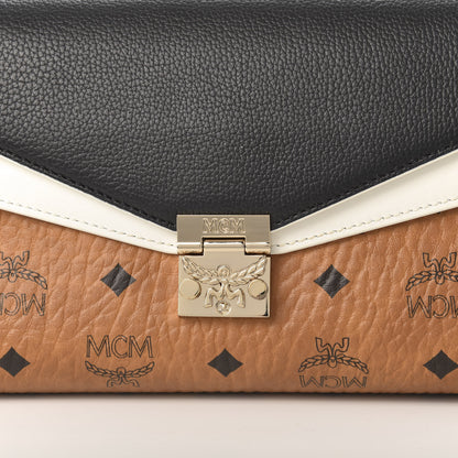 MCM Calfskin Visetos Monogram Millie Color Block Crossbody Bag Cognac Black 9 of 9