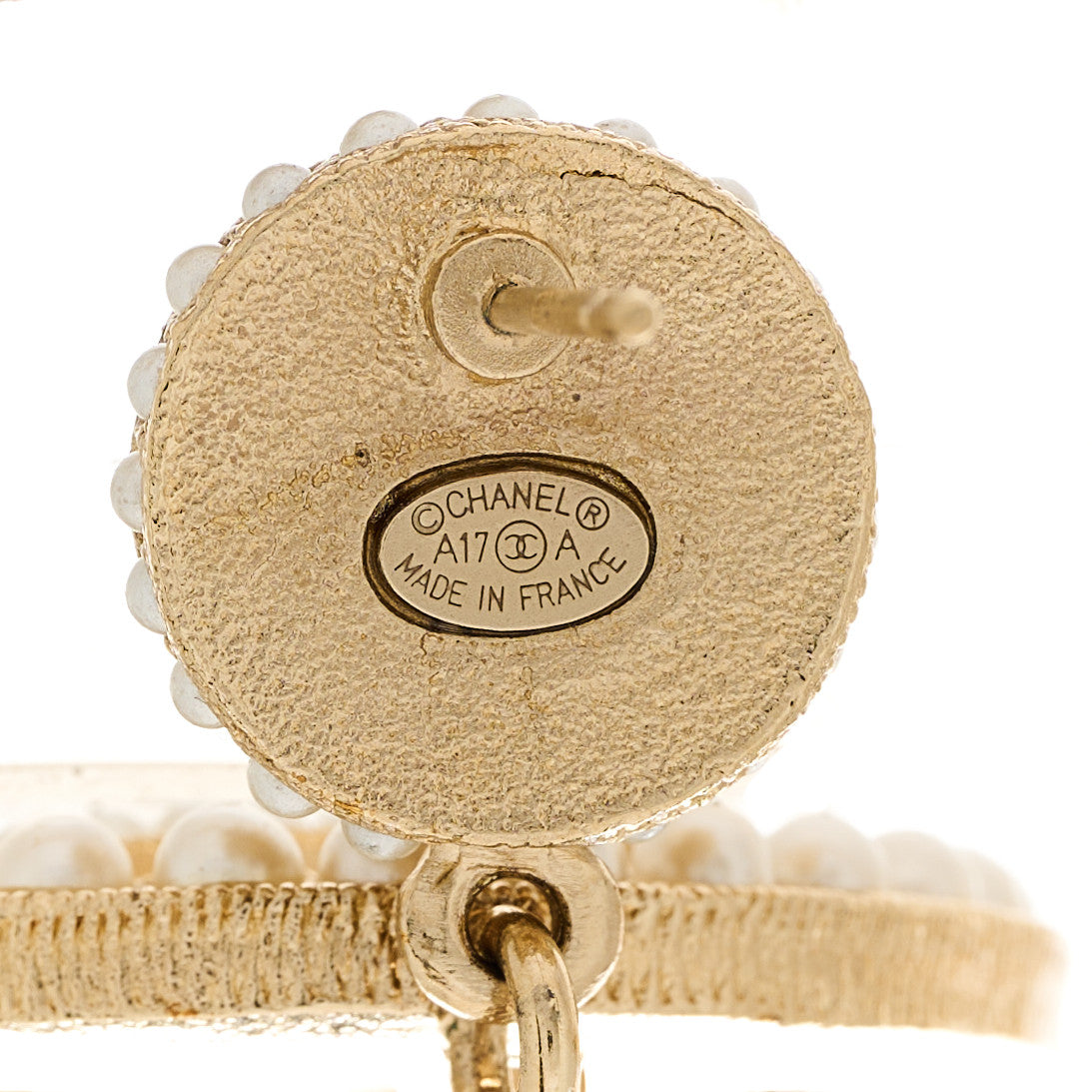 Pearl CC Drop Earrings Light Gold