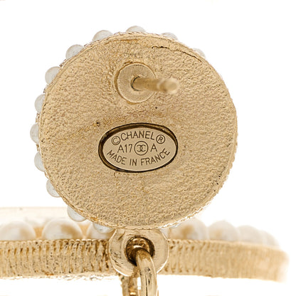 Chanel Pearl CC Drop Earrings Light Gold 4 of 5