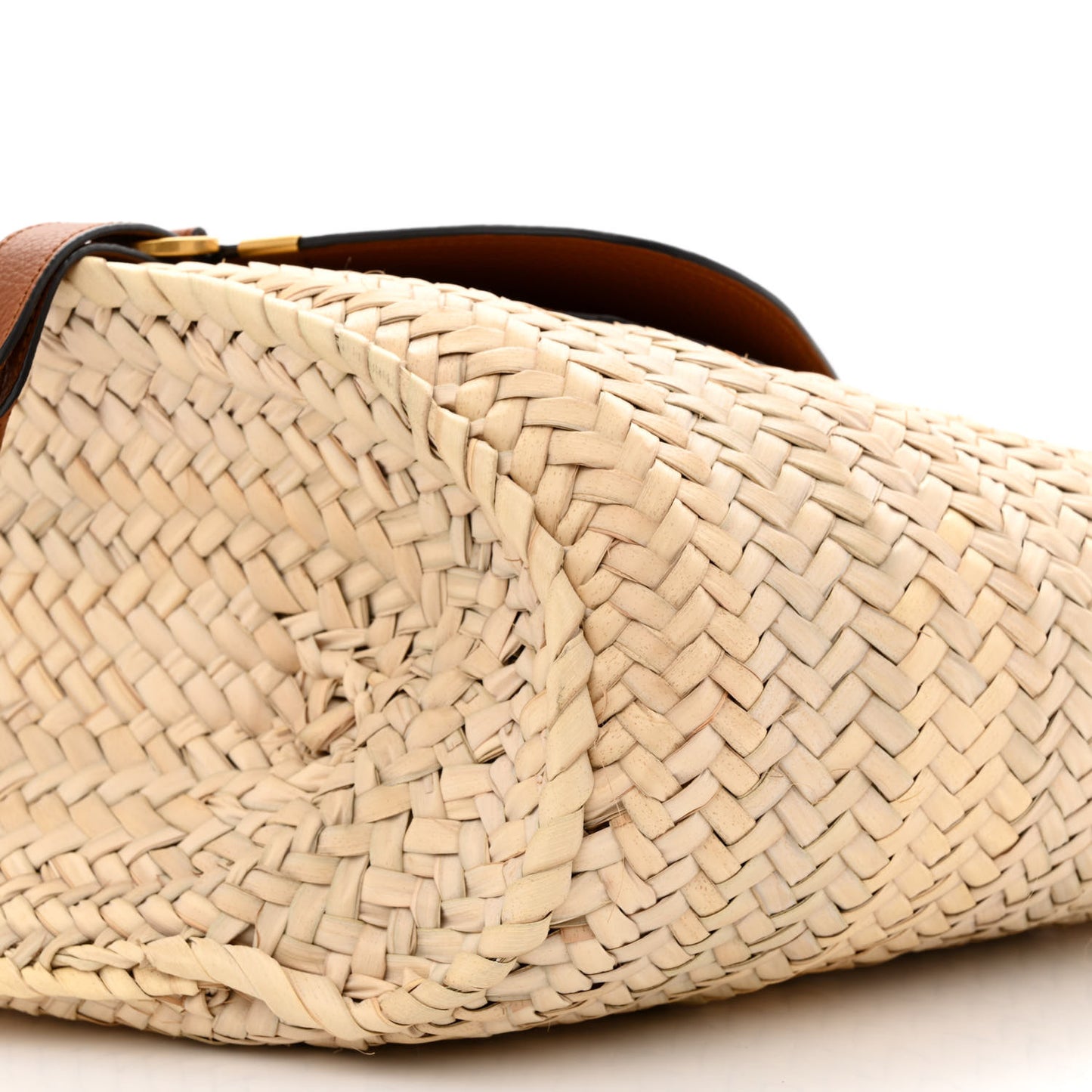 Raffia Small Grain Calfskin Medium Marcie Basket Tan