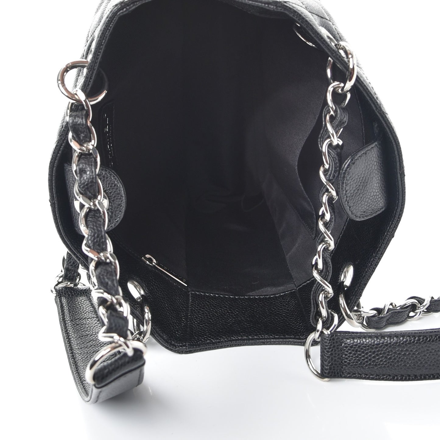 Caviar Quilted Petit Shopping Tote PST Black