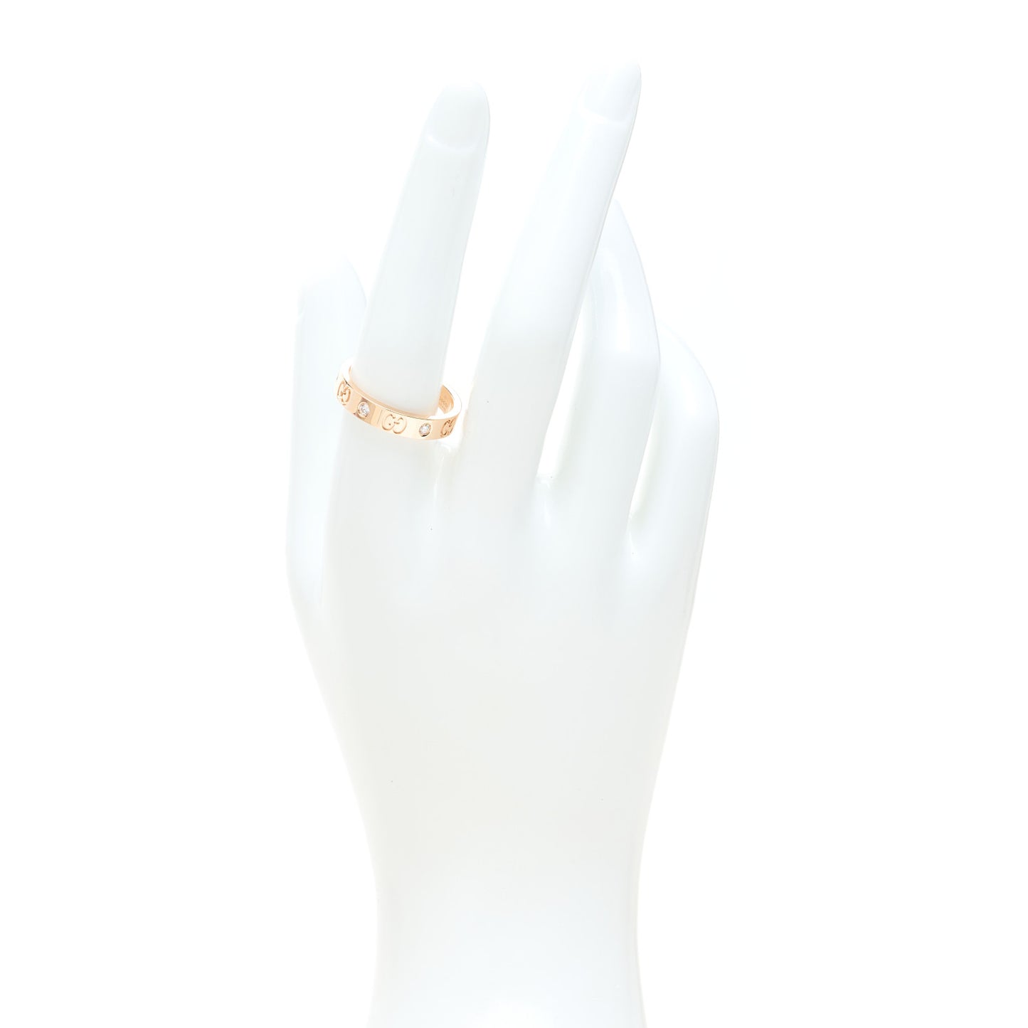 18K Rose Gold Diamond Icon Band Ring 58 8.5