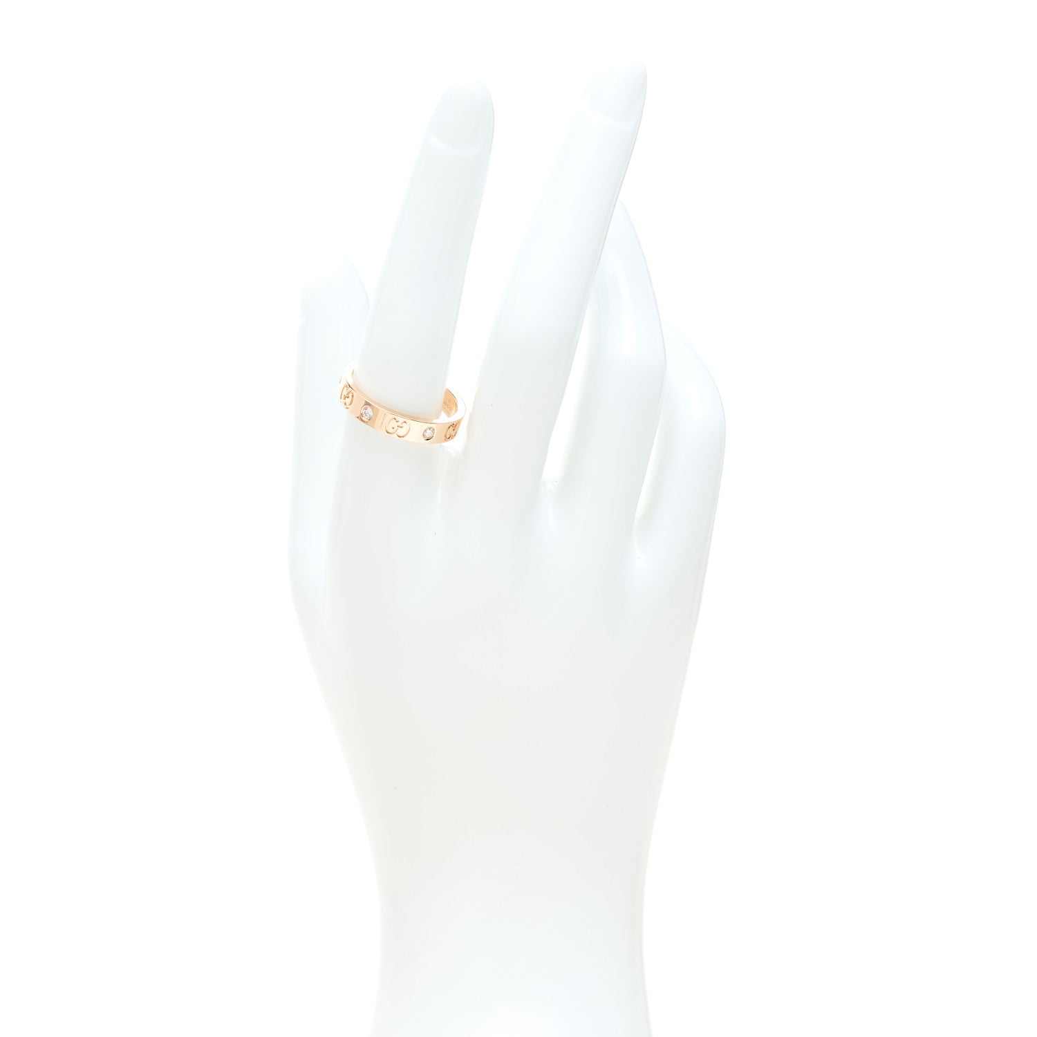 Gucci 18K Rose Gold Diamond Icon Band Ring 58 8.5 2 of 9