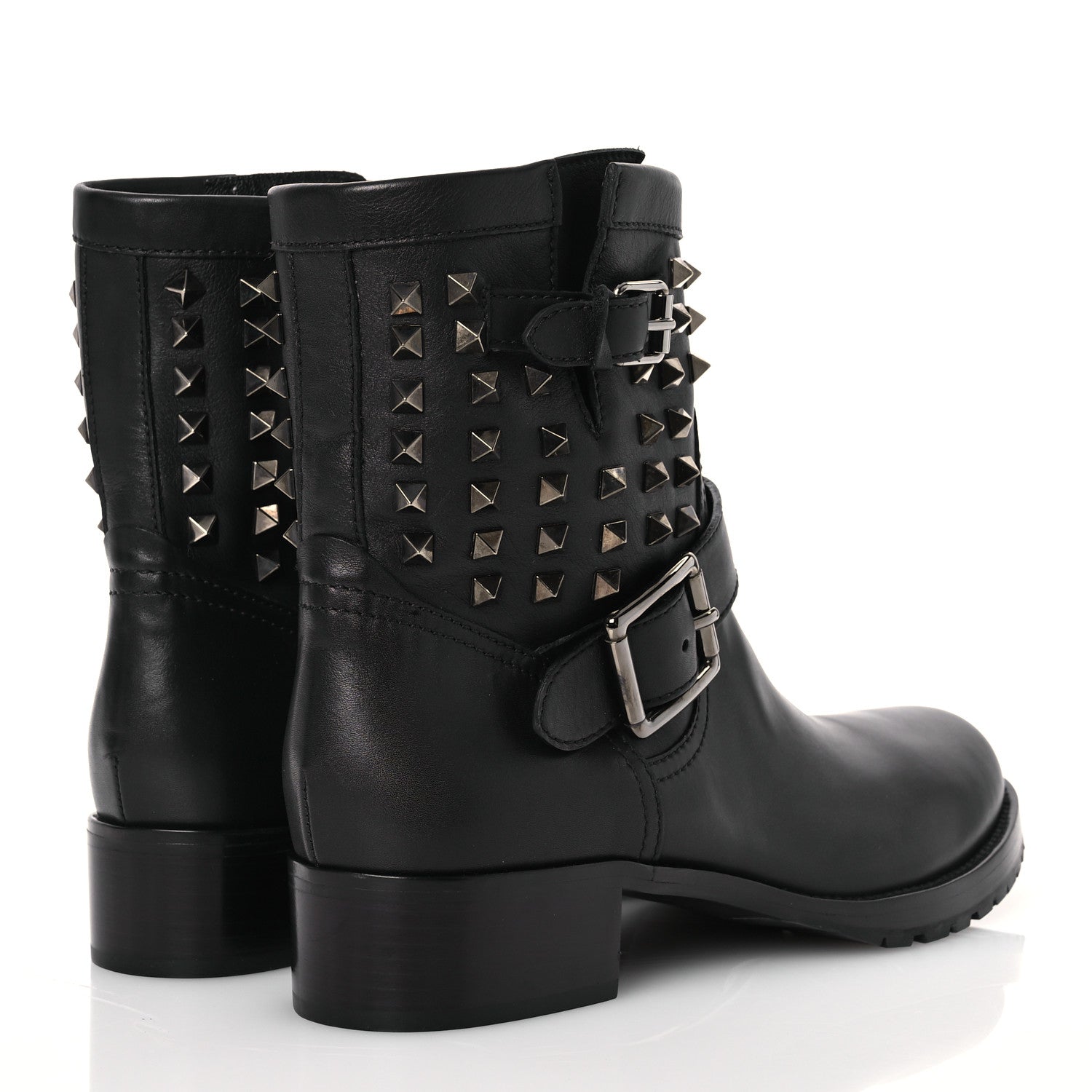 Valentino Garavani Calfskin Rockstud 30mm Biker Boots 40 Black 4 of 11