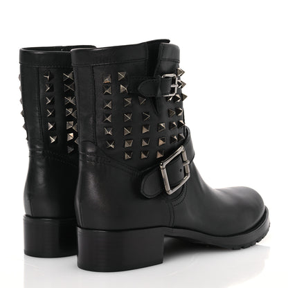Valentino Garavani Calfskin Rockstud 30mm Biker Boots 40 Black 4 of 11