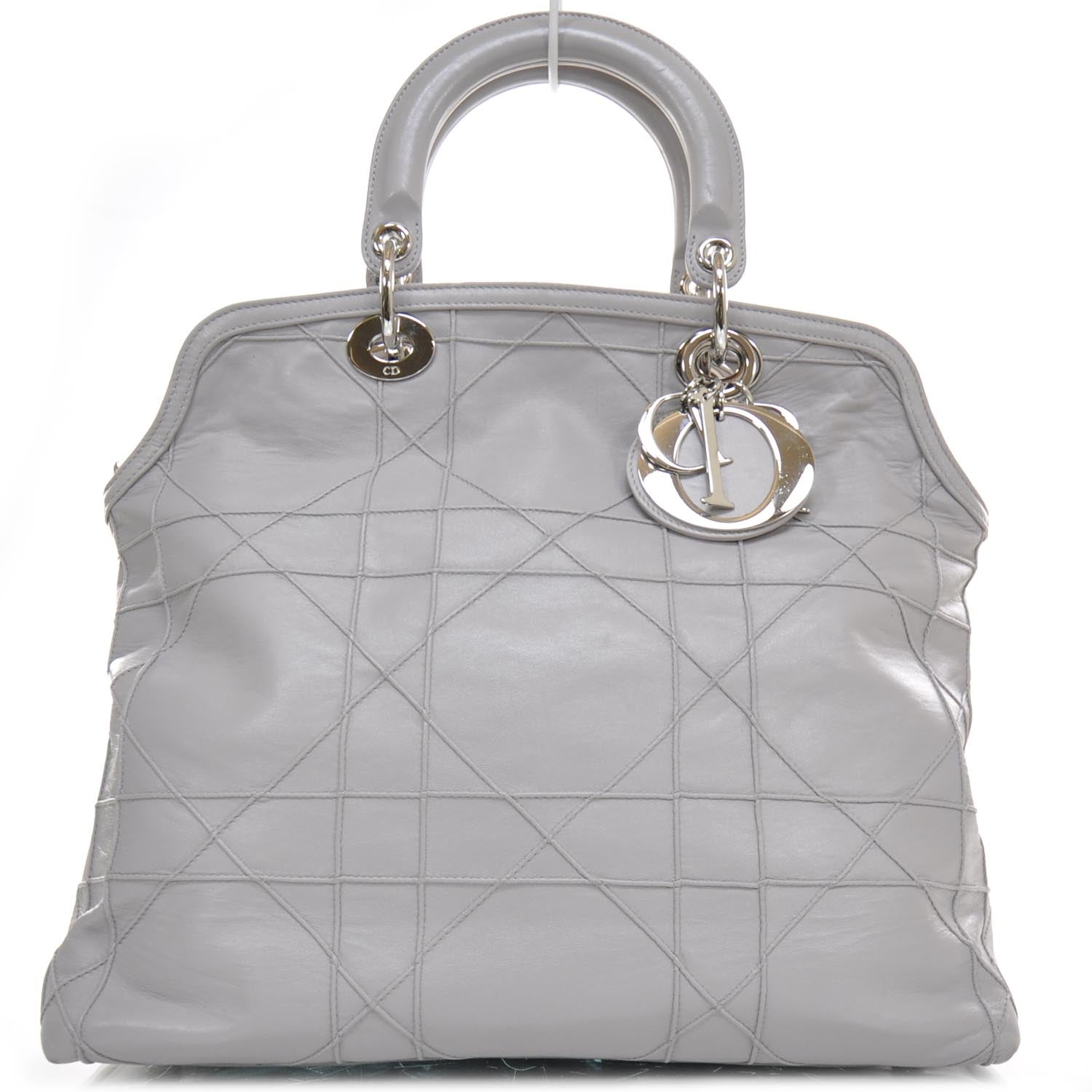 Christian Dior Lambskin Cannage Medium Granville Tote Grey 1 of 10