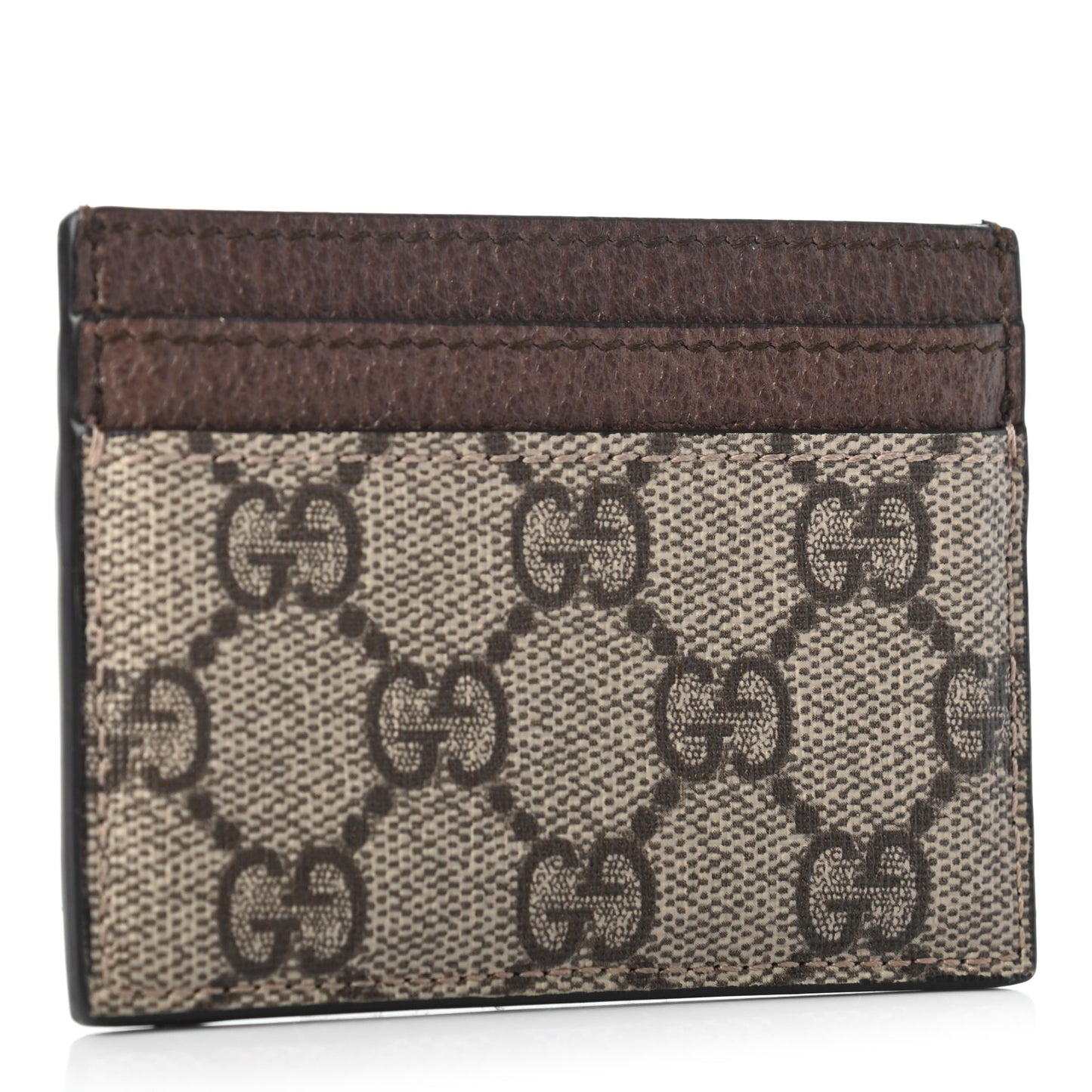 GG Supreme Monogram Ophidia Card Holder Brown