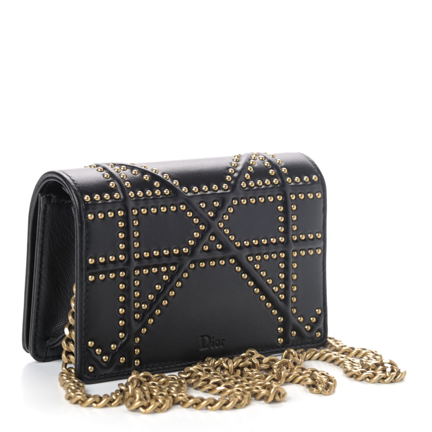 Christian Dior Lambskin Studded Micro Diorama Flap Bag Black 2 of 4