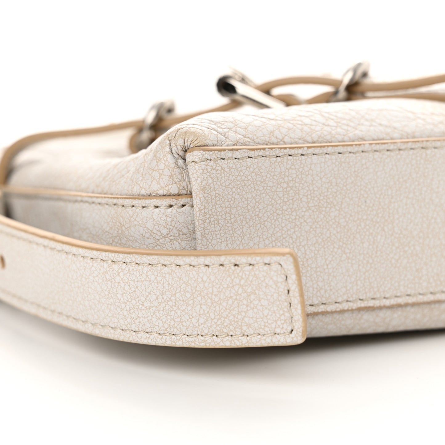 Tumbled Calfskin Mini Voyou Bag Ivory