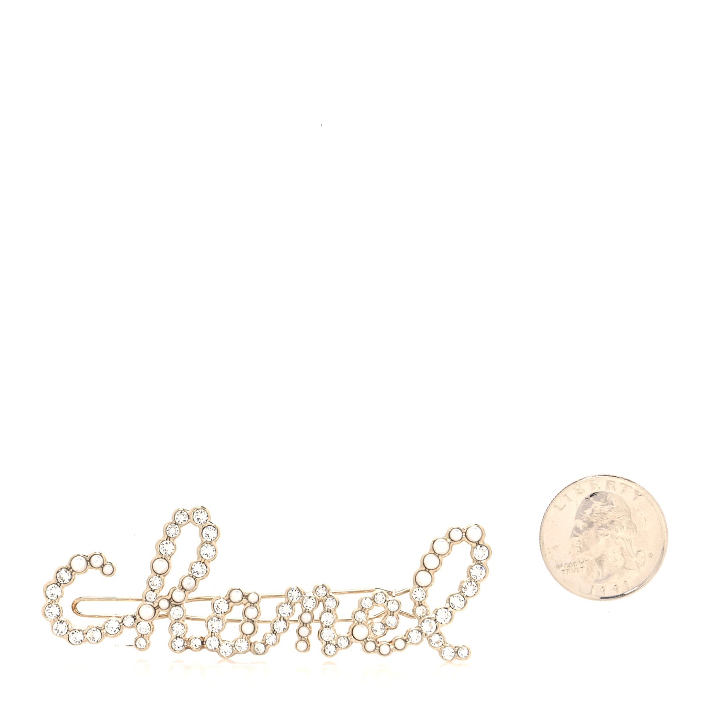 Metal Glass Swirling Pearls Hair Clip Gold