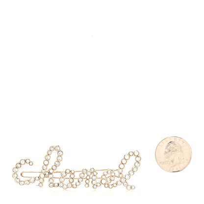 Chanel Metal Glass Swirling Pearls Hair Clip Gold 2 of 3