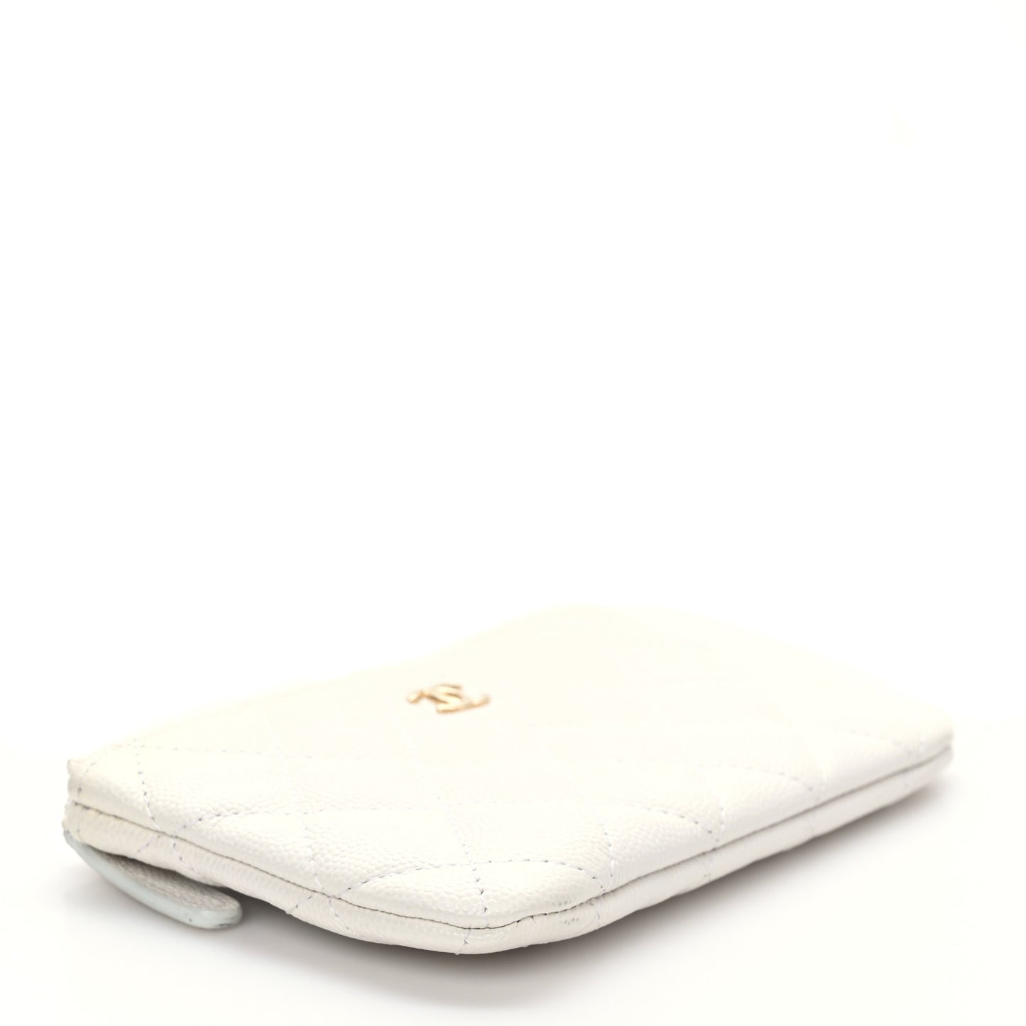 Caviar Quilted Small Cosmetic Case White