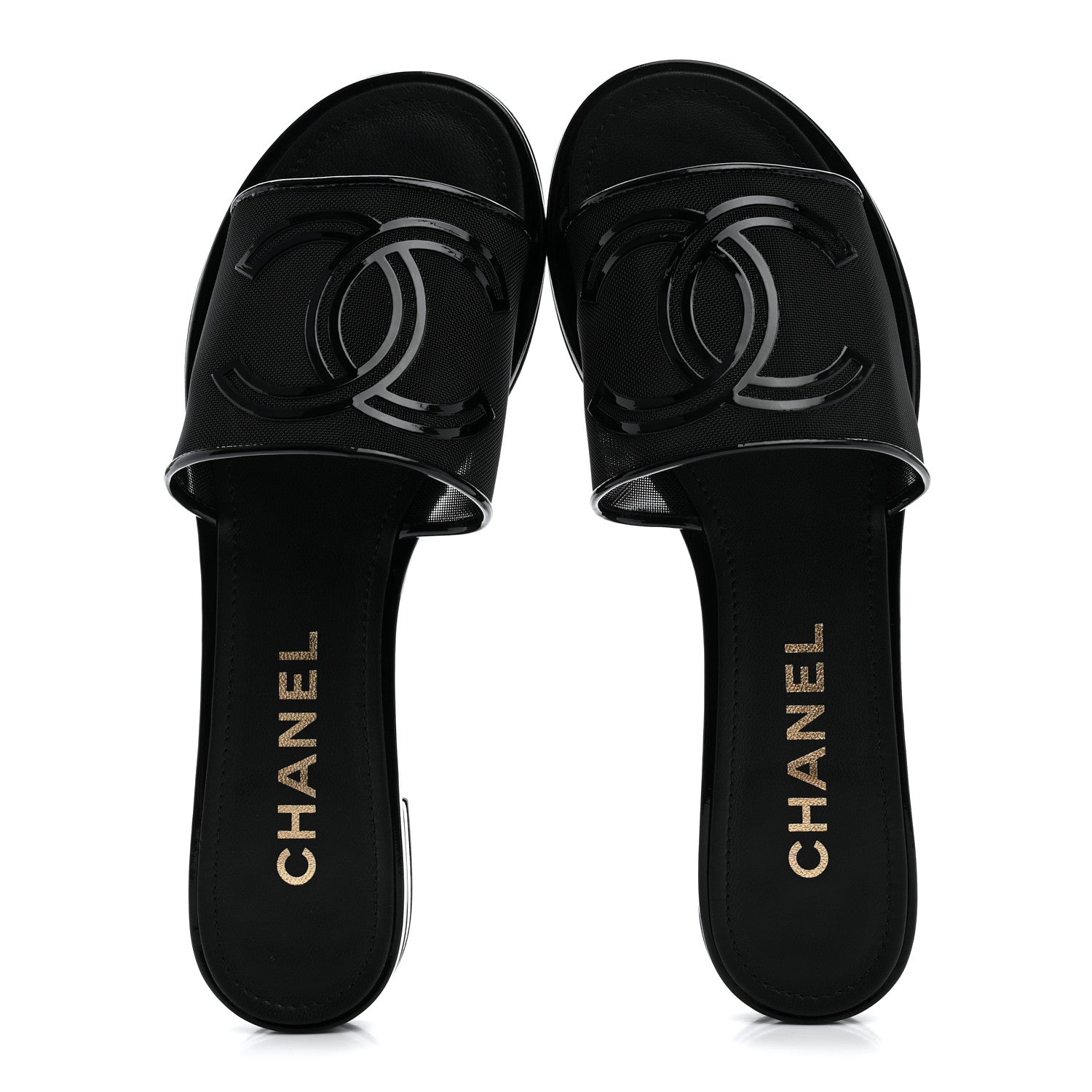 Chanel Mesh Patent Calfskin CC Mules 38.5 Black 5 of 9