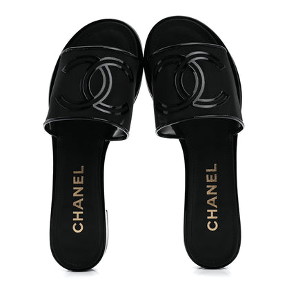 Chanel Mesh Patent Calfskin CC Mules 38.5 Black 5 of 9