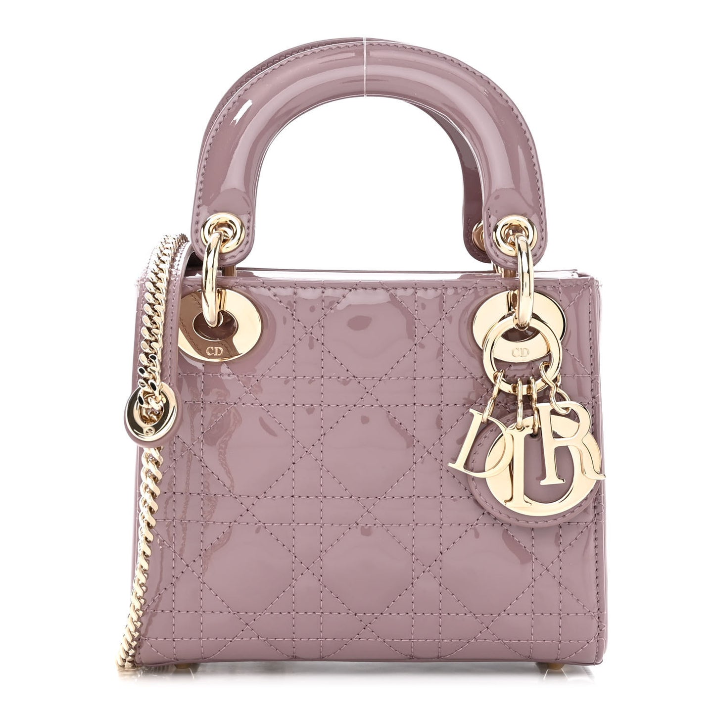 Patent Cannage Mini Lady Dior Peony Pink