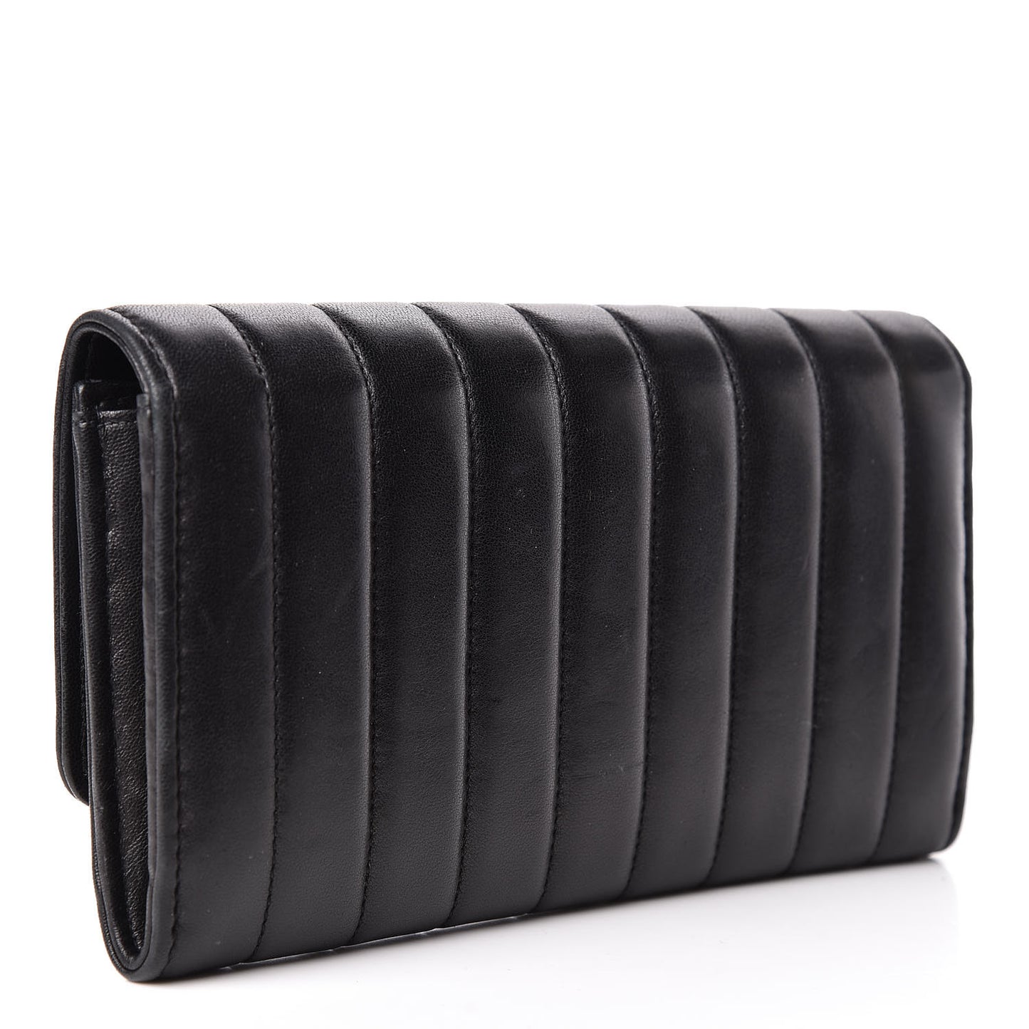 Lambskin Matelasse Monogram Large Vicky Continental Wallet Black