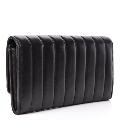 Saint Laurent Lambskin Matelasse Monogram Large Vicky Continental Wallet Black 3 of 11