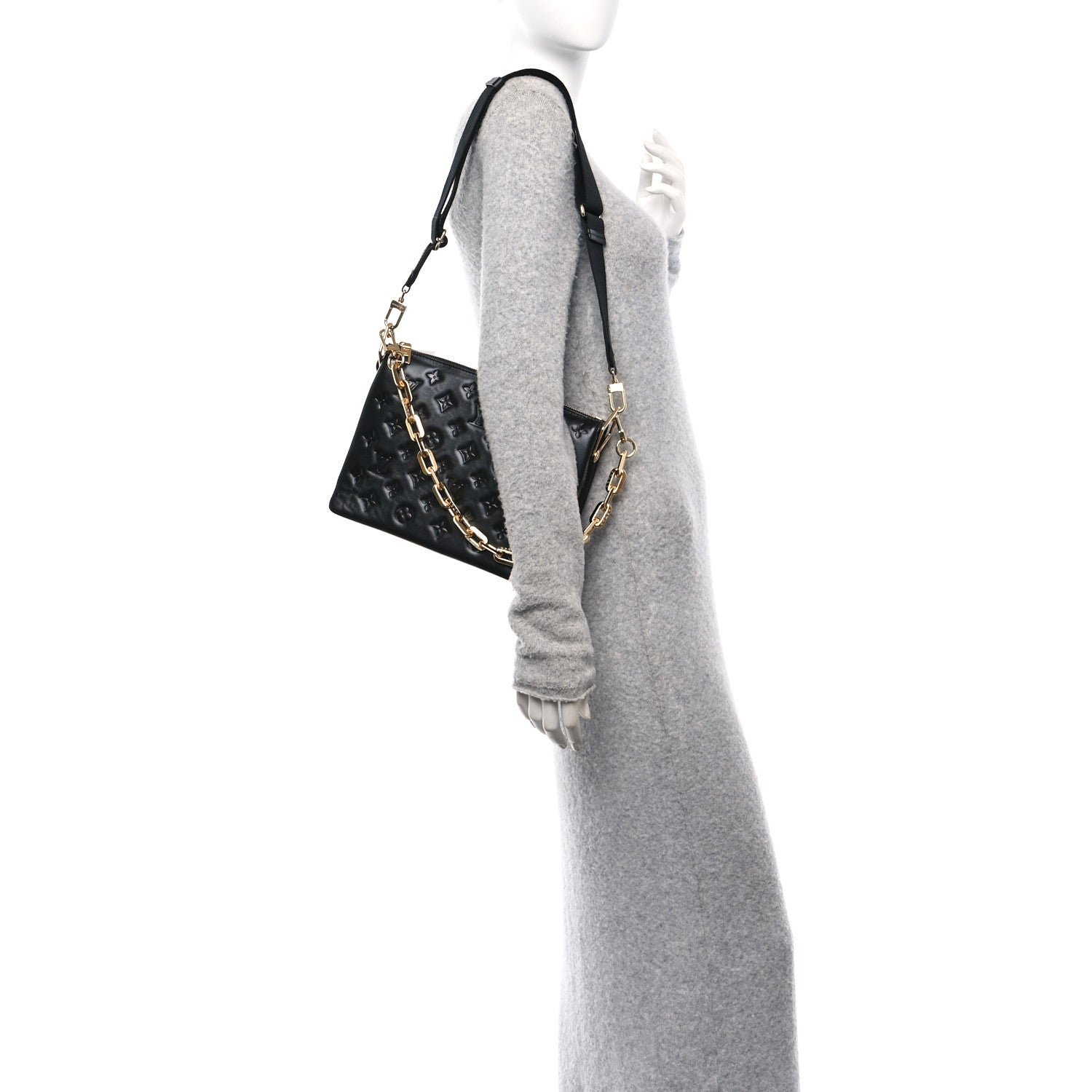 Louis Vuitton Lambskin Embossed Monogram Coussin PM Black 2 of 10