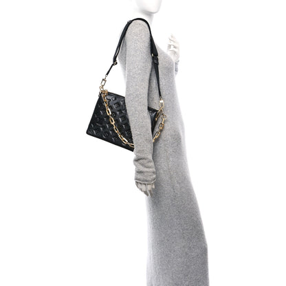 Louis Vuitton Lambskin Embossed Monogram Coussin PM Black 2 of 10