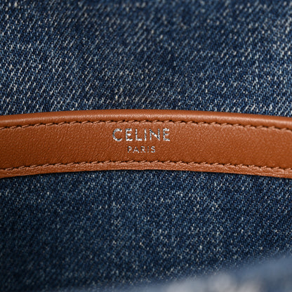 Celine Denim Triomphe Claude Chain Shoulder Bag Blue Silver 6 of 11