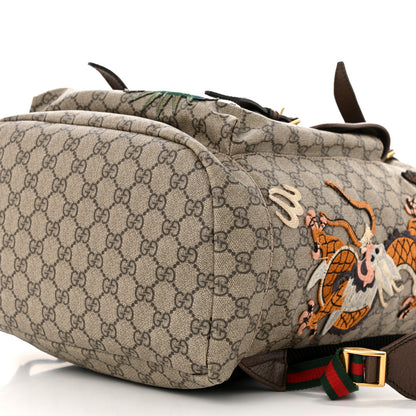 Gucci Soft GG Supreme Monogram Courrier Web Double Buckle Backpack Beige New Acero 10 of 14