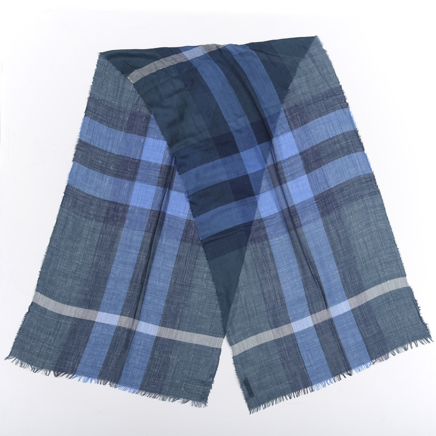Burberry Linen Half Mega Check Scarf Dark Blue 2 of 3