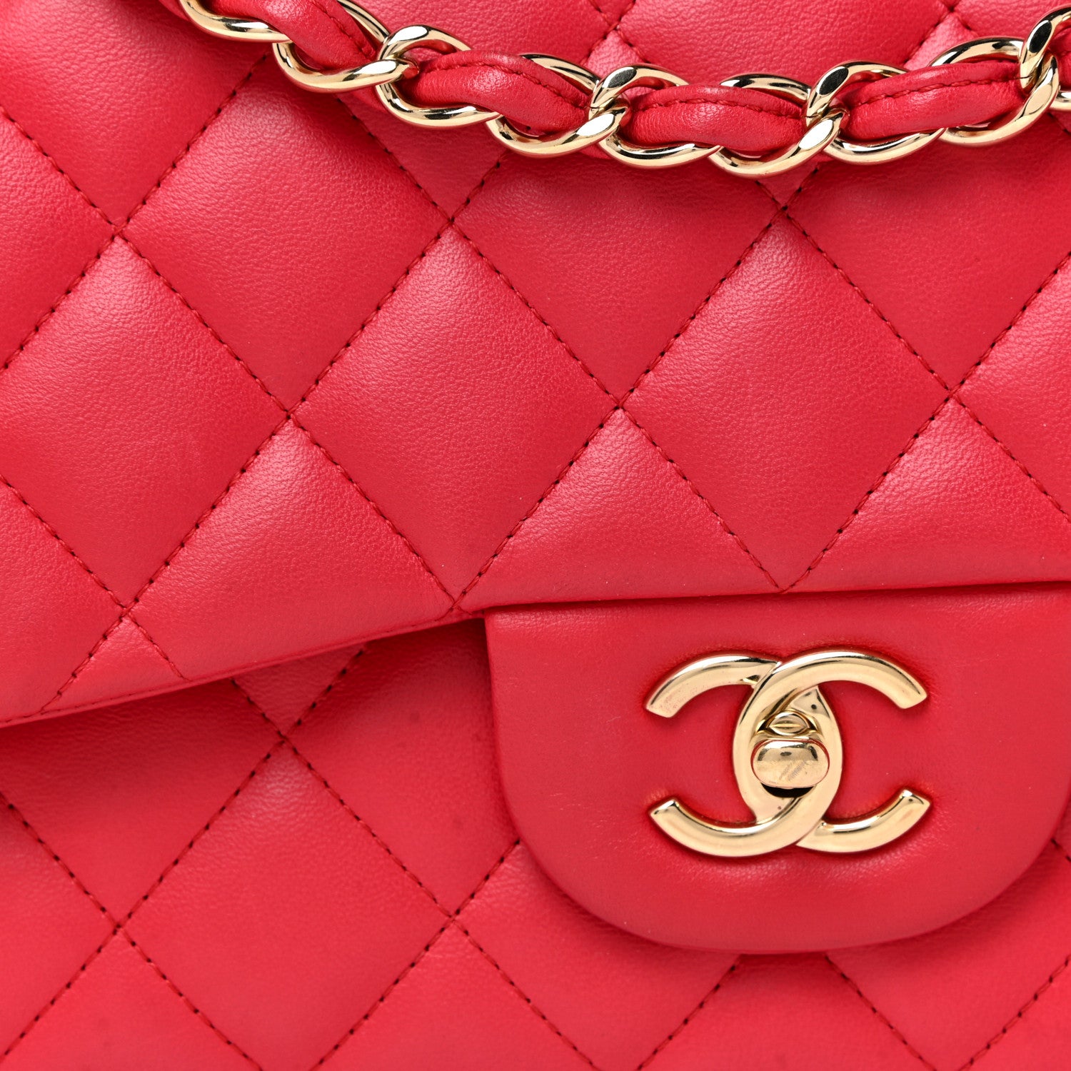 Chanel Lambskin Quilted Jumbo Double Flap Red 8 of 14