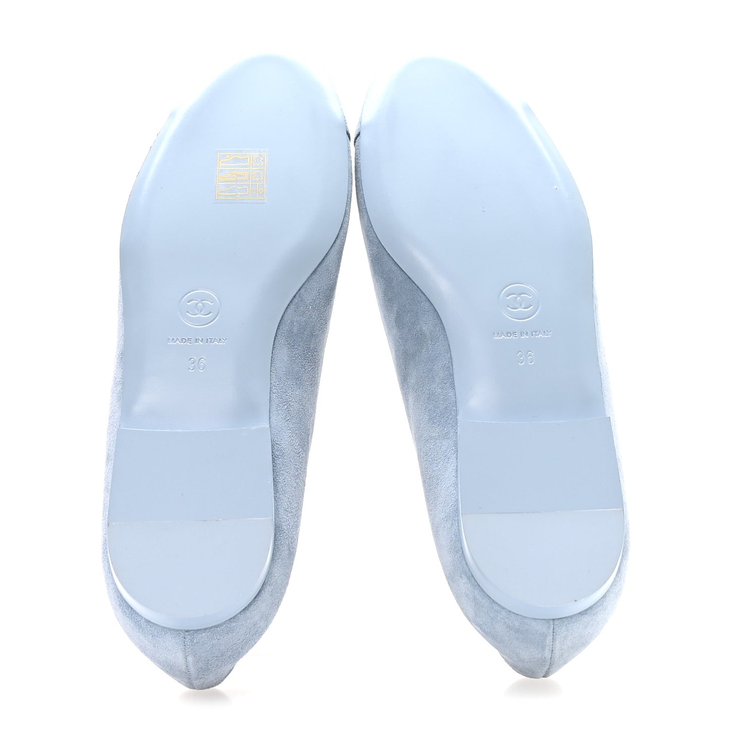 Suede Cap Toe Camellia Ballerina Flats 36 Light Blue