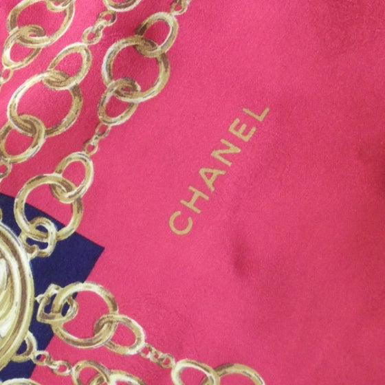 Silk Chain Scarf Red and Navy 90
