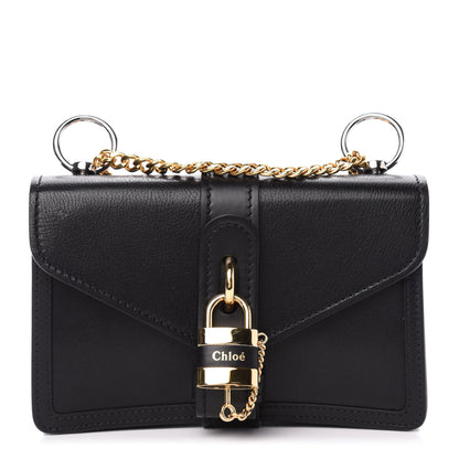 Chloe Shiny Goatskin Calfskin Aby Chain Shoulder Bag Black 1 of 11