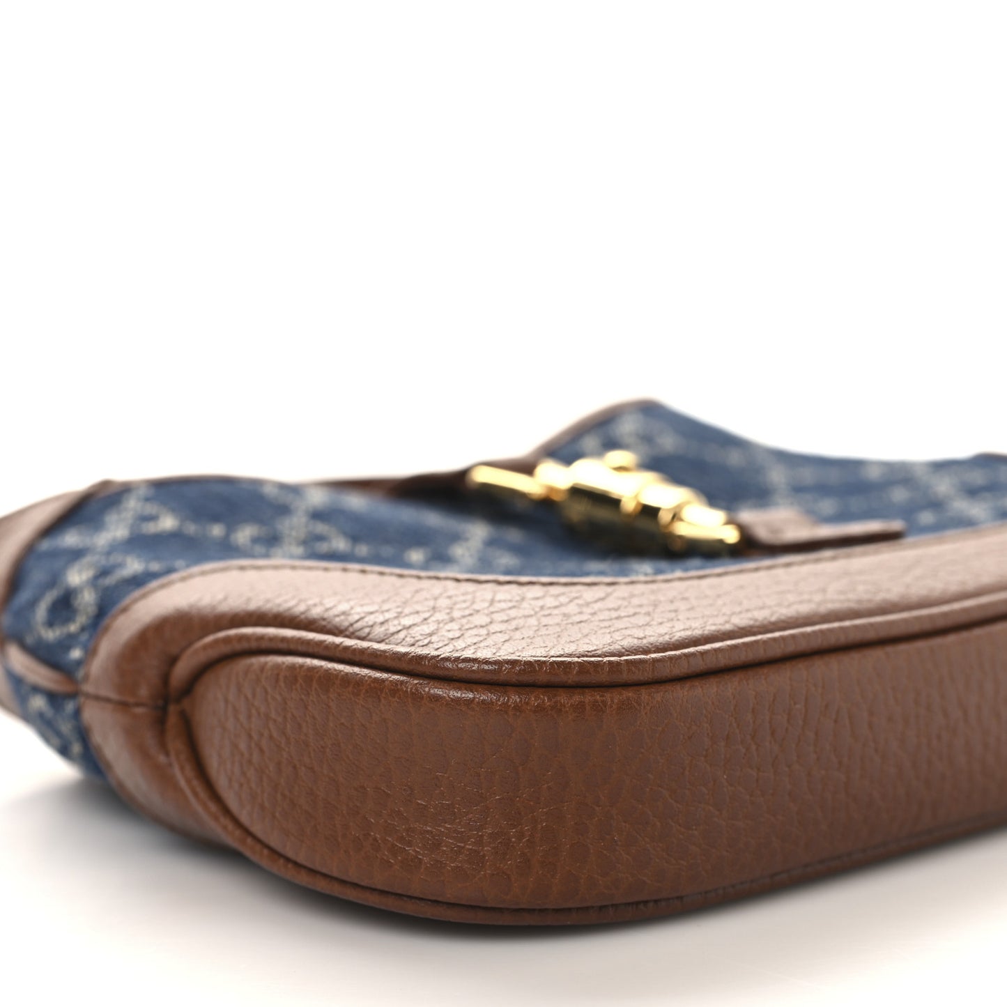 New Denim GG Monogram Calfskin Mini Jackie 1961 Hobo Blue Tea Cuir