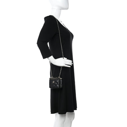 Chanel Lambskin Quilted Mini Vanity Case With Chain Black 2 of 10