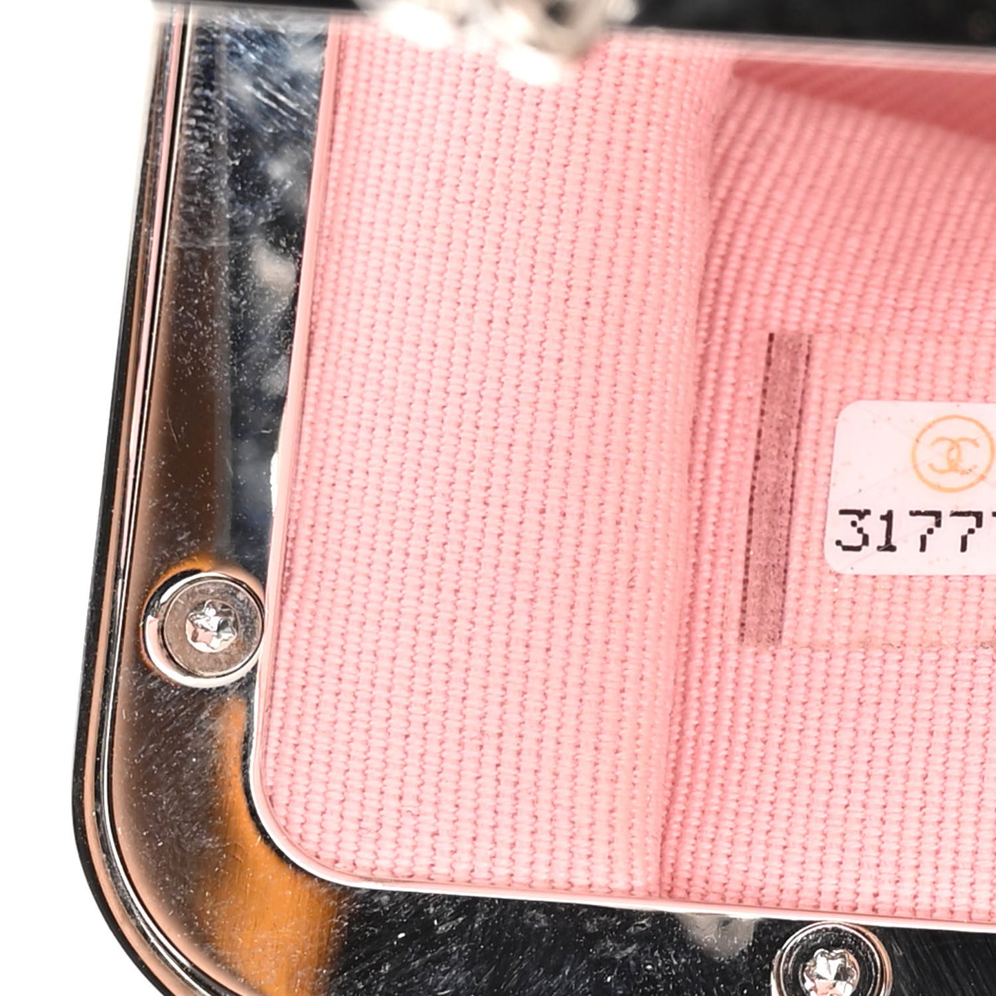 Lambskin Quilted CC Evening Clutch With Chain White