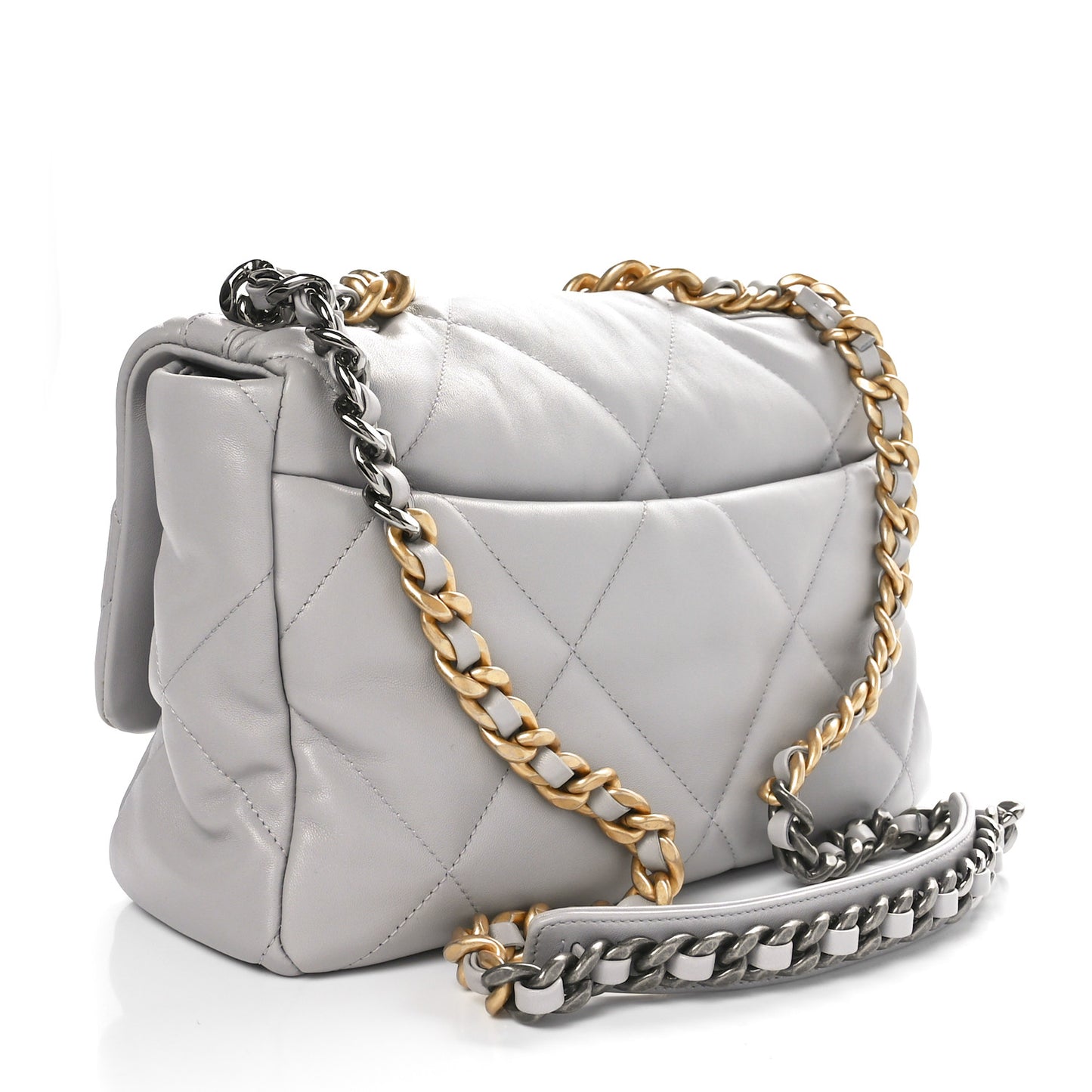 Lambskin Quilted Large Chanel 19 Flap Grey