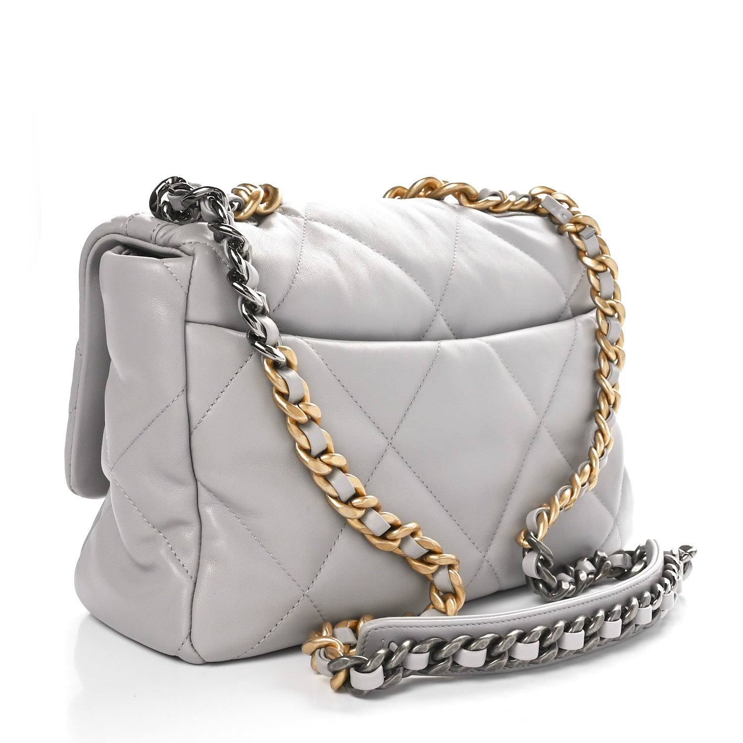 Chanel Lambskin Quilted Large Chanel 19 Flap Grey 2 of 10