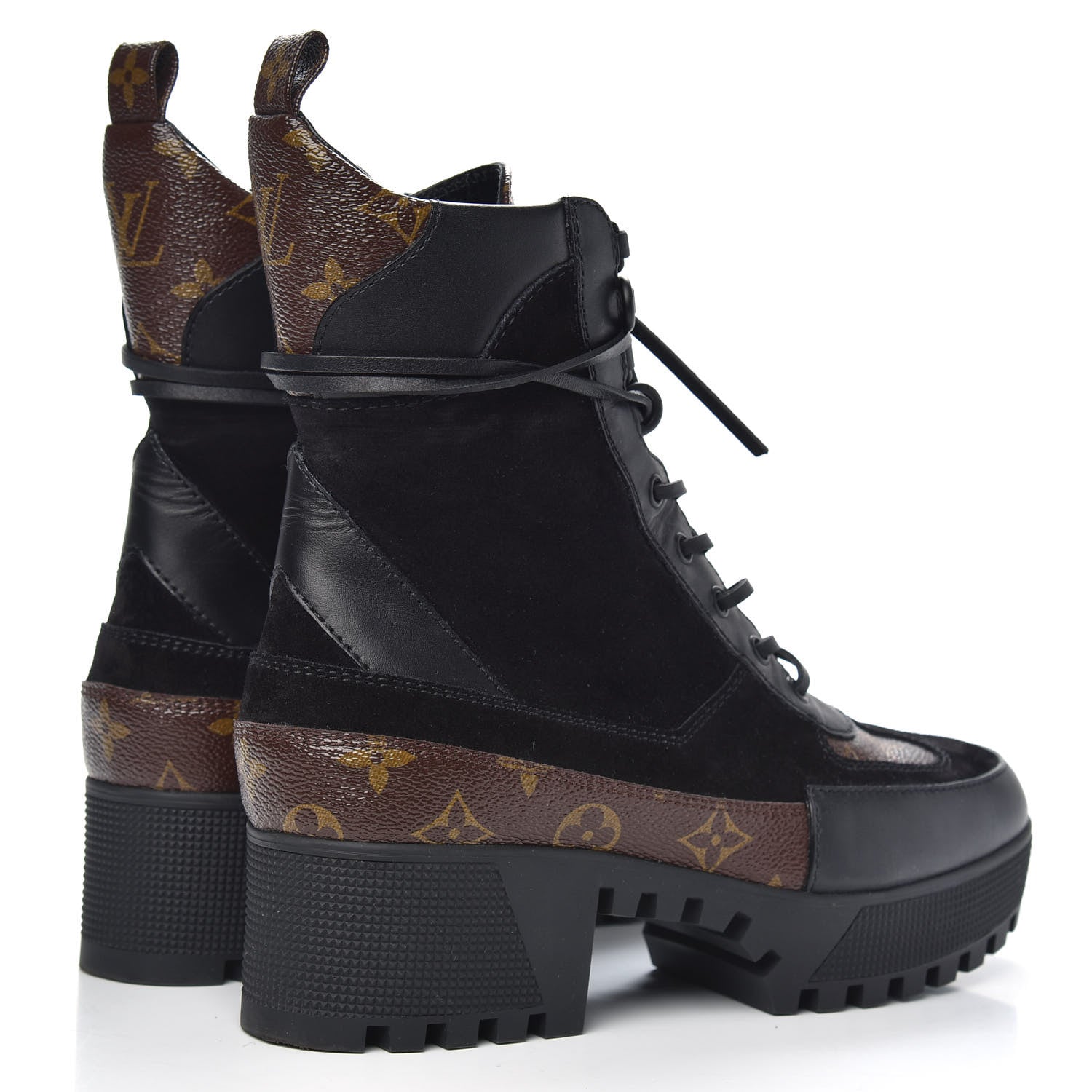 Louis Vuitton Suede Calfskin Monogram Laureate Platform Desert Boots 40 Black 4 of 7