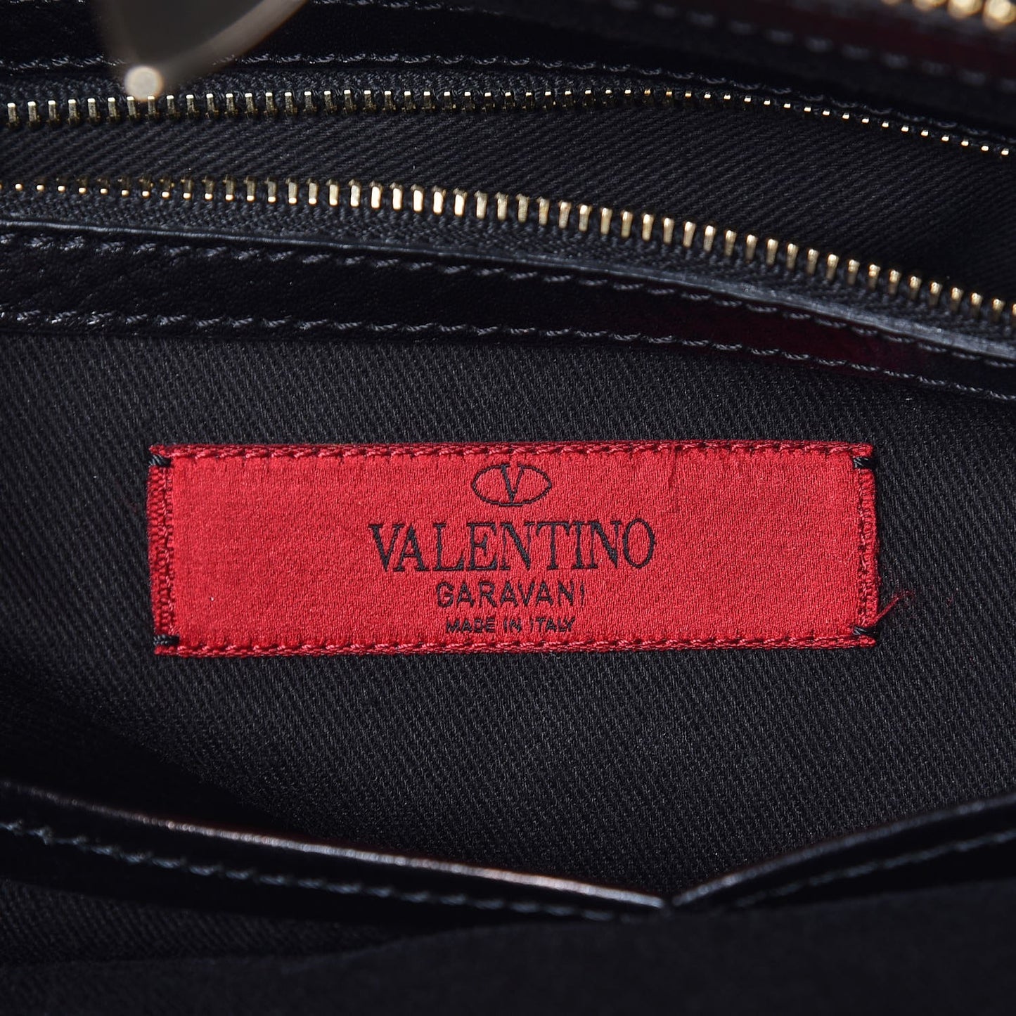 Textured Calfskin Rockstud Tote Black