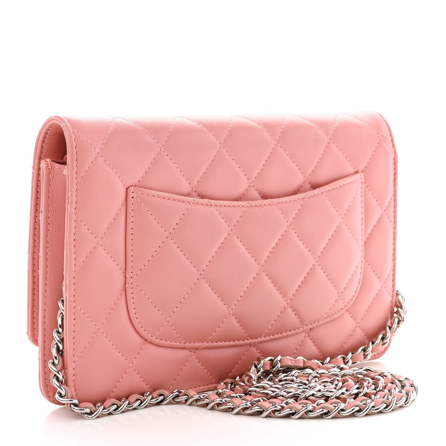 Chanel Lambskin Quilted Wallet On Chain WOC Pink 3 of 12