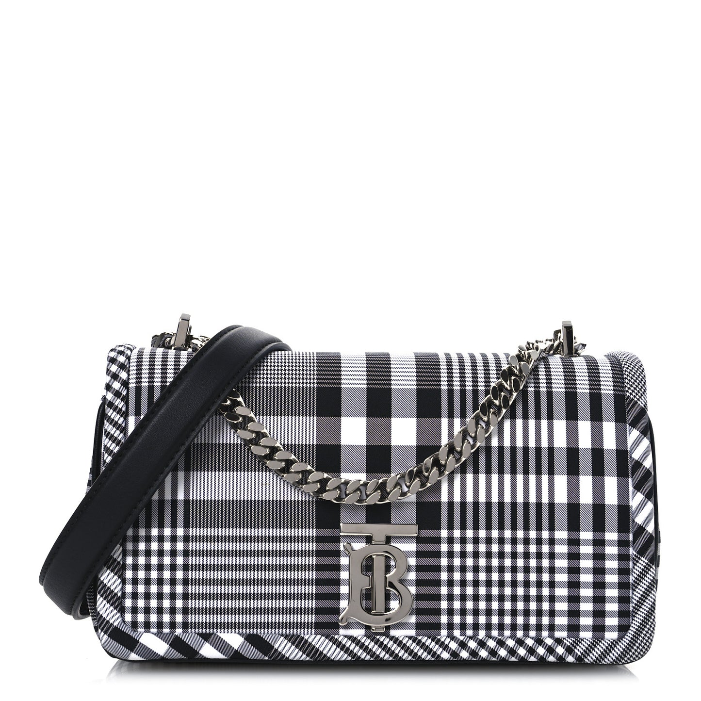 Nylon Check Small Lola Bag Black White
