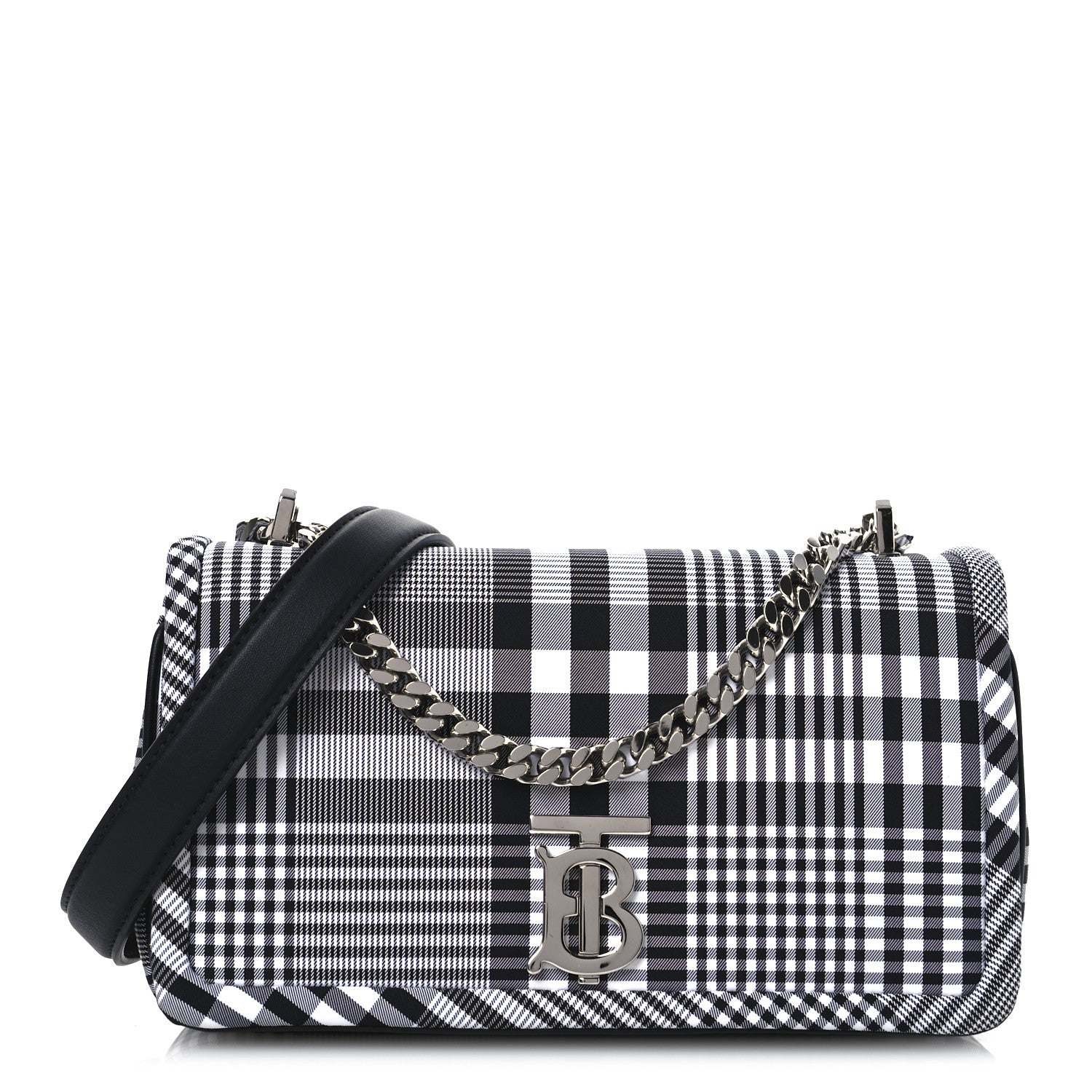 Burberry Nylon Check Small Lola Bag Black White 1 of 12